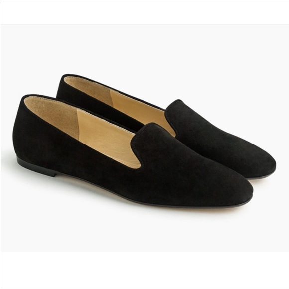 J. Crew Suede Smoking Slippers in Blacks Sz 7 EUC - Picture 1 of 5